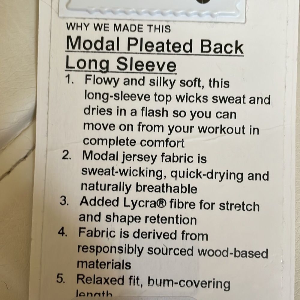 NWT LULULEMON Modal Pleated Back Long Sleeve Shirt FRENCH PRESS BROWN FLOWY 4 6 - Picture 3 of 4